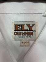 Me Women’s ELY Cattleman White Long Sleeve Pearl Snap 16.5 X 34 Large X-43