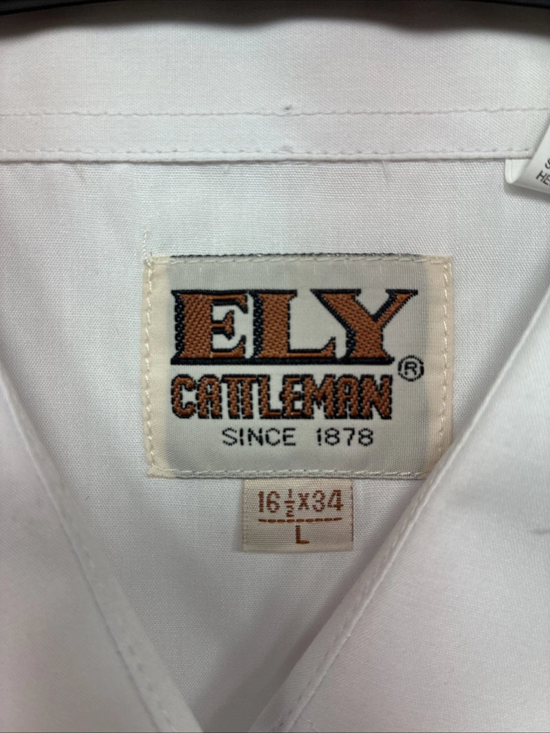 Me Women’s ELY Cattleman White Long Sleeve Pearl Snap 16.5 X 34 Large X-43