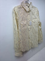 New Women’s White horse Yellow Floral Long Sleeve Pearl Snap Large GG-86