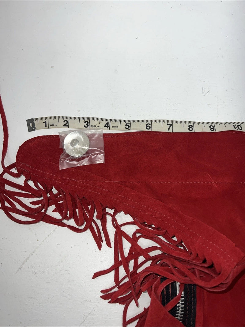 NOS Red Whitman Show Chaps With Fringe XL Adjustable Waist 40” I-66