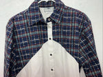 New Women’s Cowboy Threads White Navy Plaid Long Sleeve Button Up Shirt M 3B-75