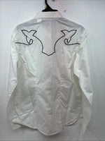 New Women’s White horse White Design Long Sleeve Pearl Snap Large KK-123
