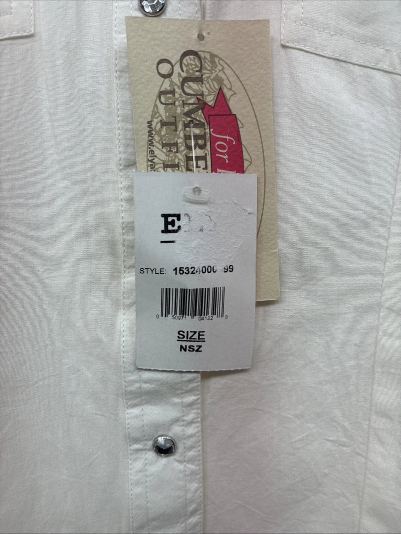 New Women’s Cumberland White Gem Long Sleeve Pearl Snap Medium KK-82