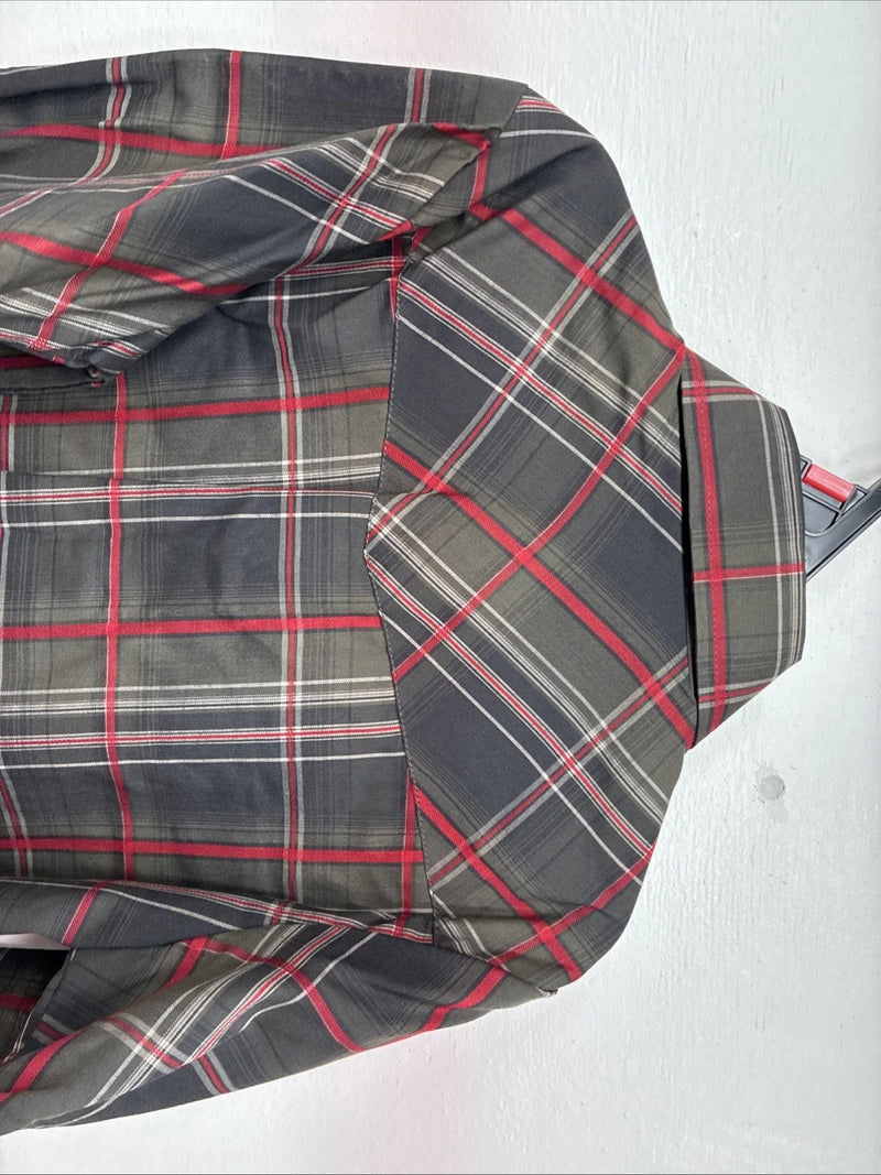 New Kids ELY Cattleman Green Plaid Long Sleeve Pearl Snap Small DD-127