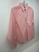 New Women’s White Horse Pink Gem Long Sleeve Pearl Snap Large II-75