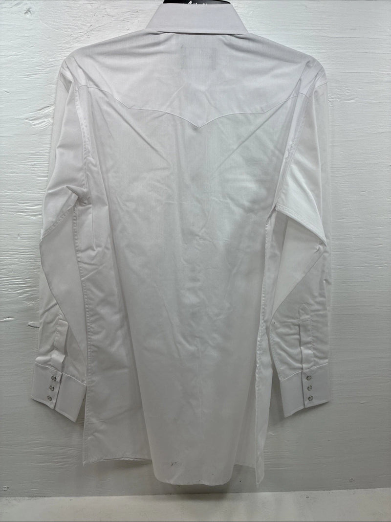 New Men’s White Horse White Simple Long Sleeve Pearl Snap Medium K-42