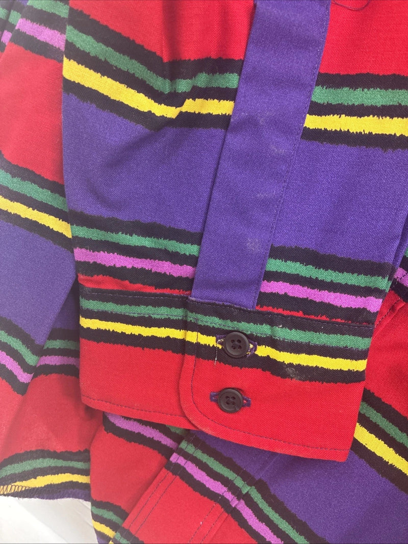 New Men’s Wrangler Multicolor Stripe Long Sleeve Button Up 17.5 X 35 XL V-58