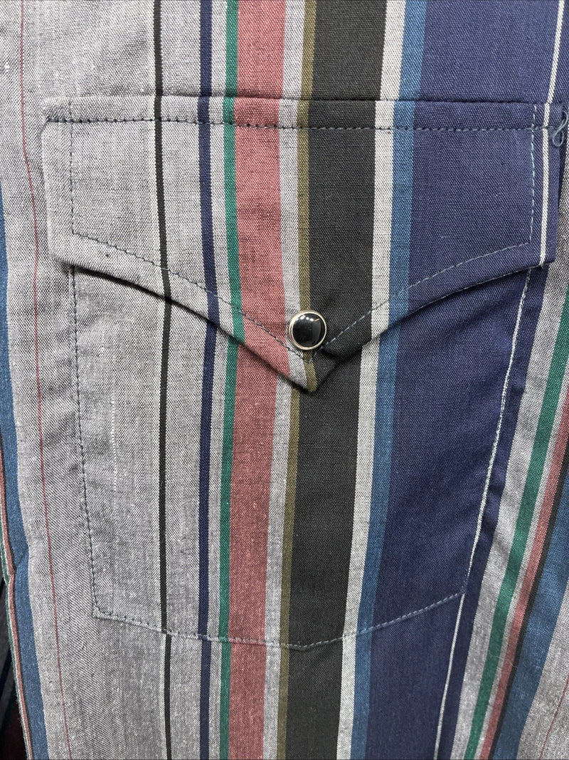 New Men’s ELY Cattleman Multicolor Stripe Long Sleeve Button Up 16 Large Q-35