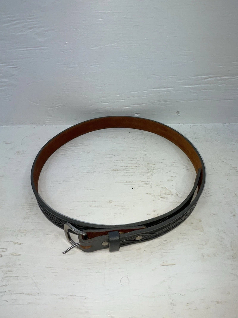 New Gray Genuine Leather Comanche Tooled 34” Belt #10357 Z-106