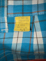 New Vintage Blue Plaid Prior Polyester Pants #C18530 VV-20