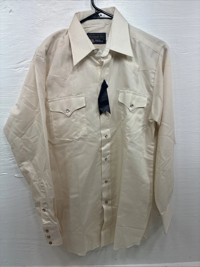 New Men’s Panhandle Slim Golden Stripe Long Sleeve Pearl Snap 15.5 Medium K-98
