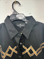 New Woman Western Express Black Deigned Long Sleeve Pearl Snap 2XL GG-49