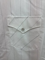 New Men’s White Horse White Stripe Short Sleeve Button Up XL T-9