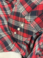 New men’s White Horse Red Flannel Long Sleeve Pearl Snap 3XL E-64
