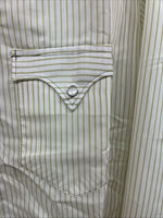 New Men’s Miller Green Stripe Long Sleeve Pearl Snap 16 X 35 Large CC-60