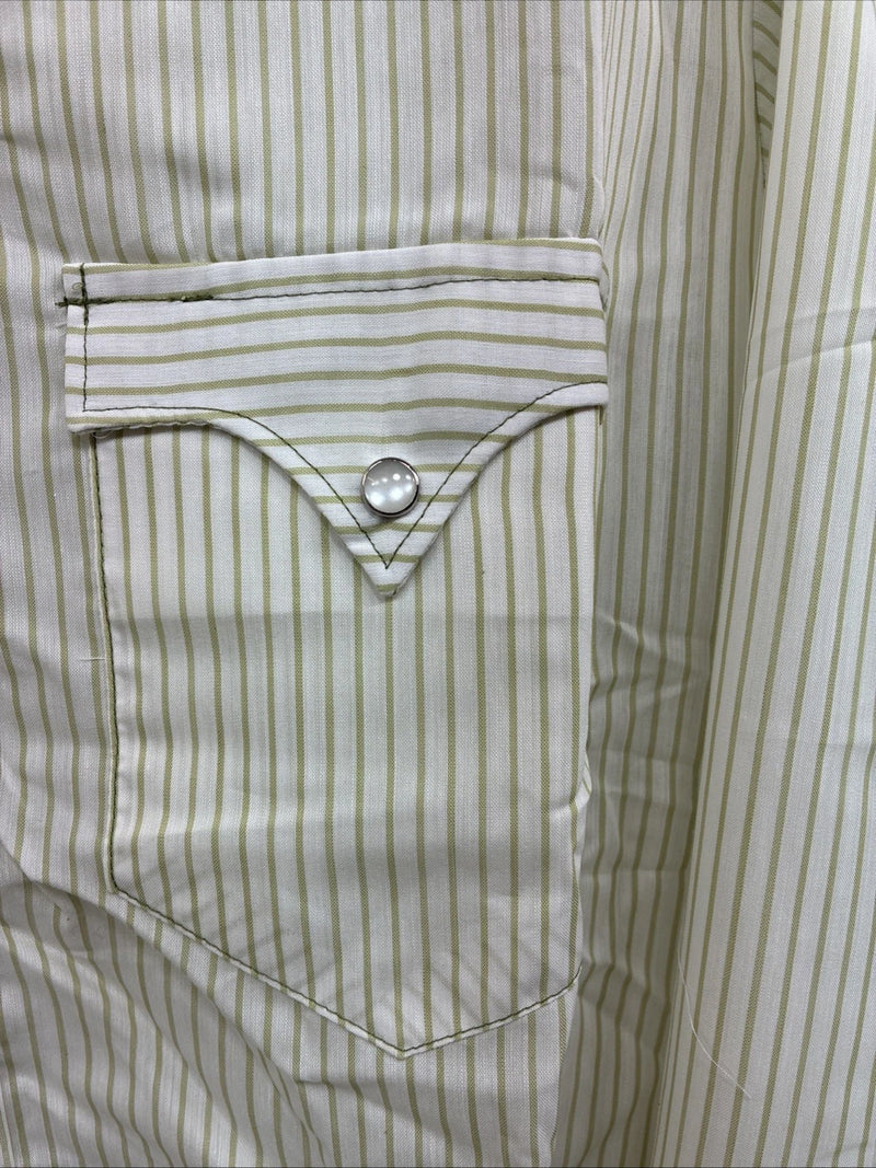 New Men’s Miller Green Stripe Long Sleeve Pearl Snap 16 X 35 Large CC-60