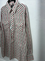New Men’s Pink Stripped White House Long Sleeve Pearl Snap Shirt. XL S-31