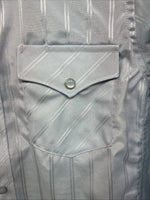 New Boys White Horse Blue Long Sleeve Pearl Snap Medium DD-120