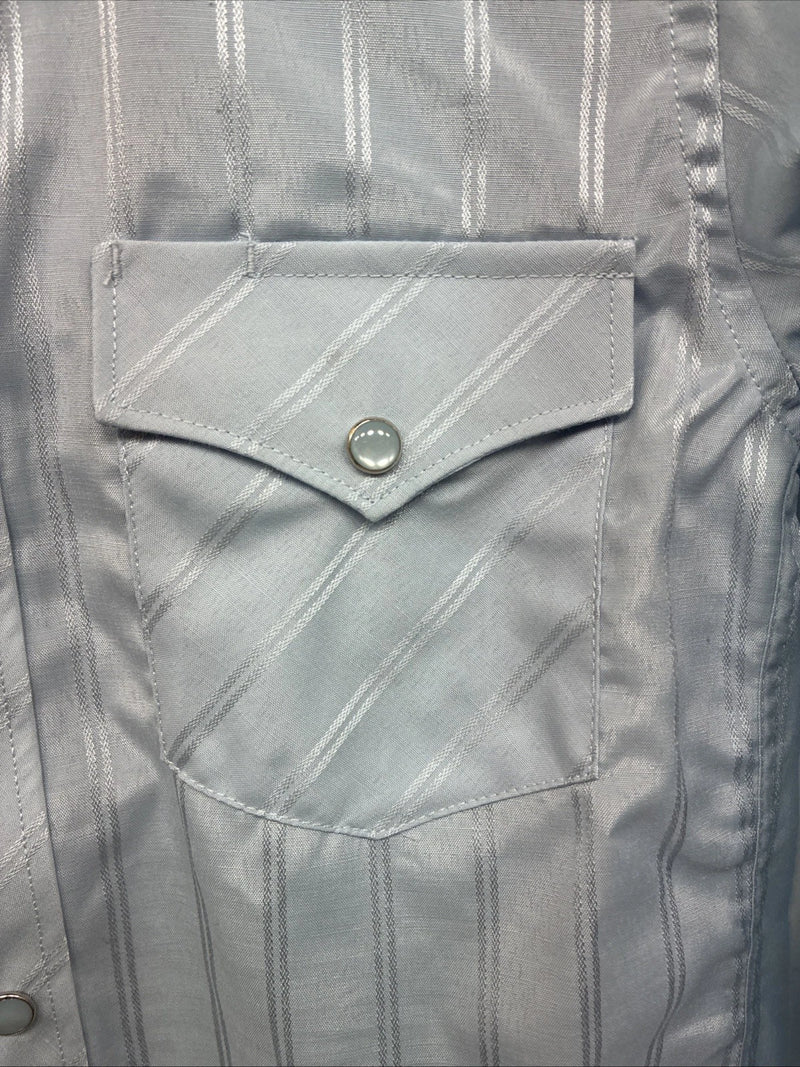 New Boys White Horse Blue Long Sleeve Pearl Snap Medium DD-120