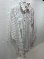 New Men’s Mesquite White Stripe Long Sleeve Pearl Snap 16 Large CC-62