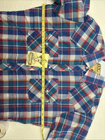 New Men’s ELY Cattleman Blue Plaid Short Sleeve Pearl Snap Medium AA-116 