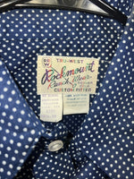 New Mens Blue Polkadot Rockmount Ranchwear Pearl Snap Long Sleeve 15.5x33 M I-52