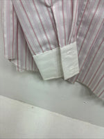 New Women’s H Bar C Pink Stripe Long Sleeve Button Up Size 36 LL-32