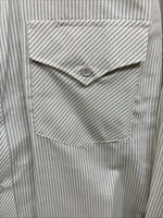 New Men’s White Horse Yellow stripe Long Sleeve Pearl Snap Medium K-47