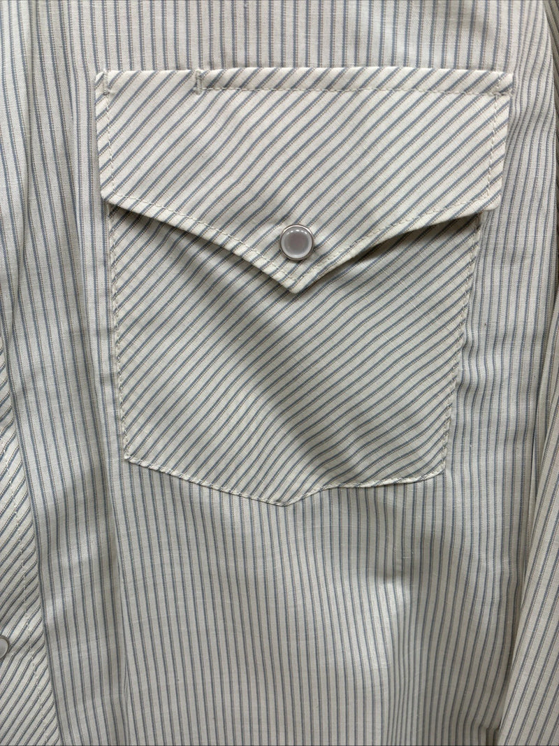 New Men’s White Horse Yellow stripe Long Sleeve Pearl Snap Medium K-47