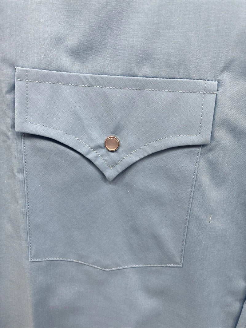 New Men’s ELY Cattleman Blue Short Sleeve Pearl Snap 18.5 2XL F-78