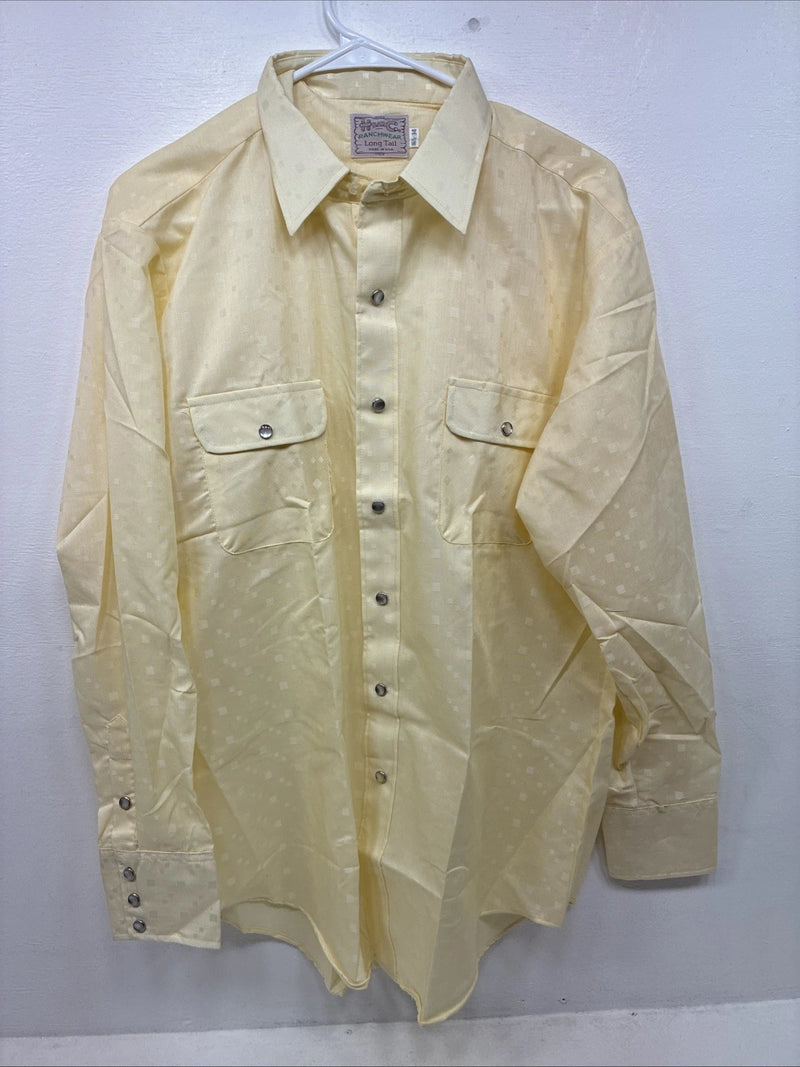 New Women’s H Bar C Yellow Long Sleeve Pearl Snap 16.5 X 34 XL II-36