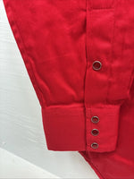 New Men’s Western Express Western Red Long Sleeve Pearl Snap Large V-50