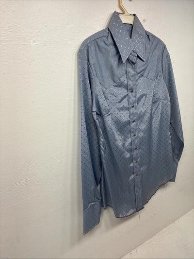 New Women’s Dickson Jenkins Blue Long Sleeve Pearl Snap Size 32 KK-10