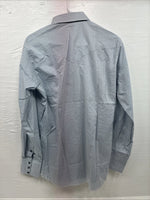 New Men’s Circle S Blue Gray Plaid Long Sleeve Pearl Snap 15 X 34 Medium Q-108