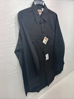 New Men’s  ELY Cattleman Black Long Sleeve Pearl Snap 16.5 X 34 Large V1-100