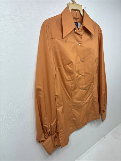 New Women’s Panhandle Slim Orange Long Sleeve Pearl Snap Size 14 MM-18