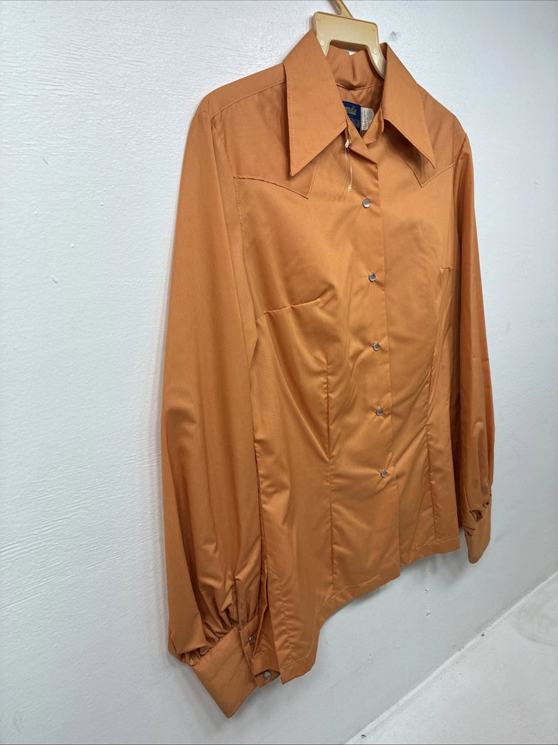 New Women’s Panhandle Slim Orange Long Sleeve Pearl Snap Size 14 MM-18
