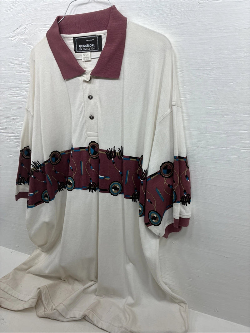 New Men’s GunSmoke White Red Short Sleeve Polo 3XL E-56