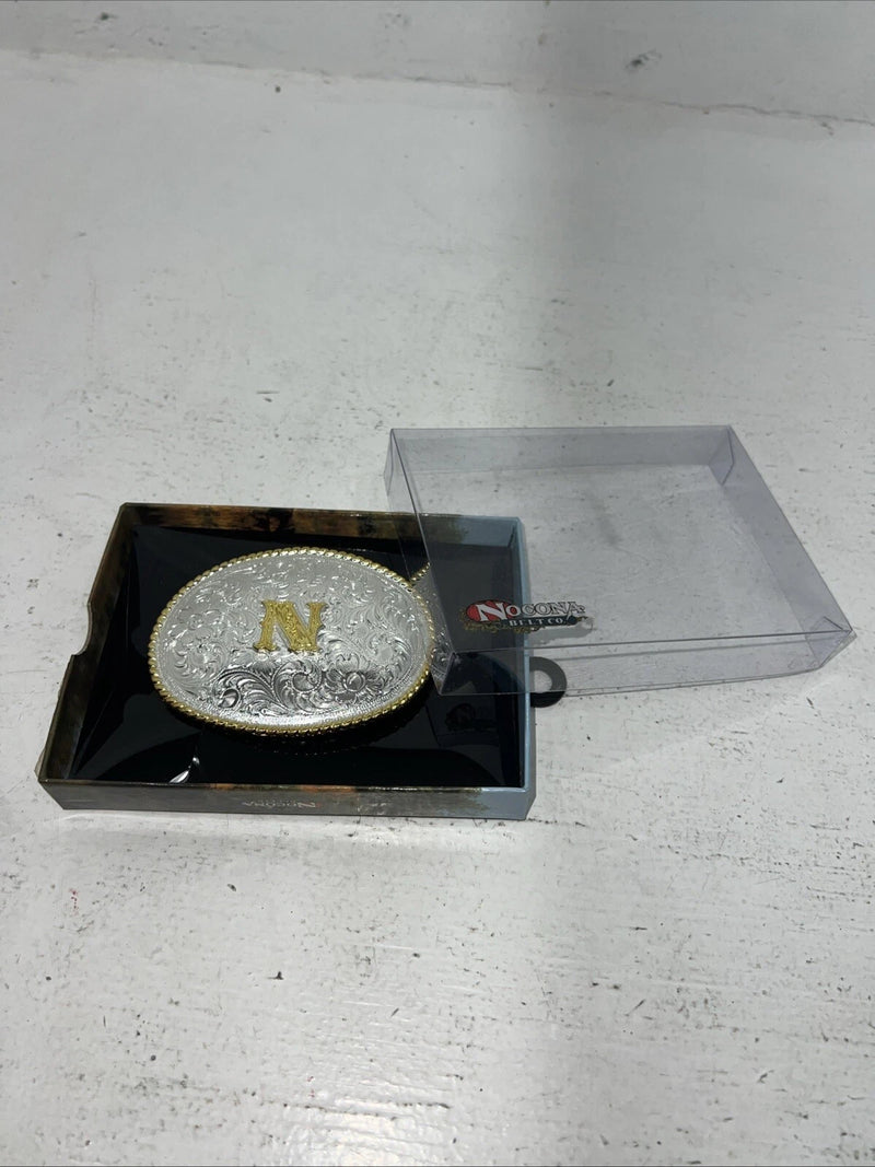 New Women’s Nocona Silver Gold “N” Belt Buckle. 37572-N A-110
