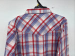 New Women’s Cumberland Purple Plaid Long Sleeve Pearl Snap Large II-101