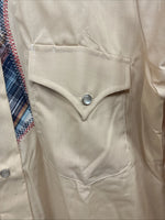 New Men’s Champion Western Tan Design Long Sleeve Pearl Snap 15 Medium X-6
