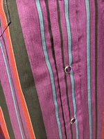 New Men’s ELY Cattleman Purple Stripe Long Sleeve Pearl Snap 15.5 Medium AA-112