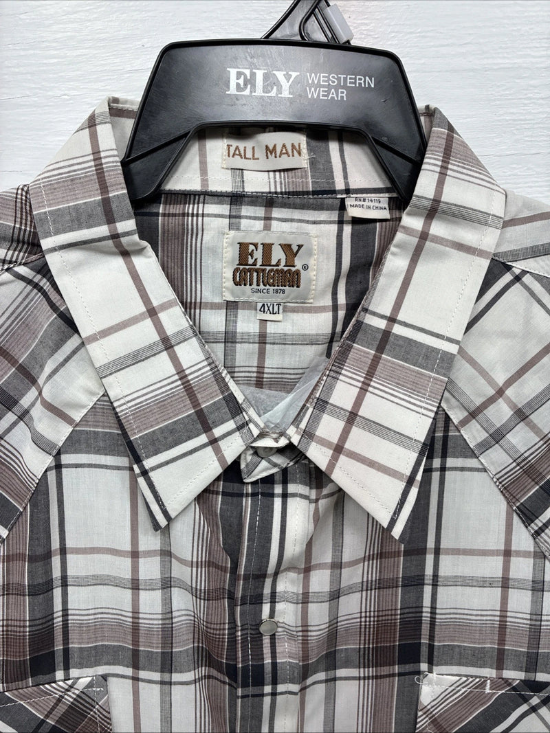 New Men’s ELY Cattleman Multiple Color Flannel Short Sleeve Pearl Snap 4XL E-85