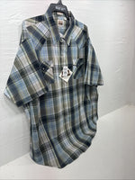 New Men’s ELY Cattleman Multiple Color Flannel Short Sleeve Pearl Snap 4XL F-48