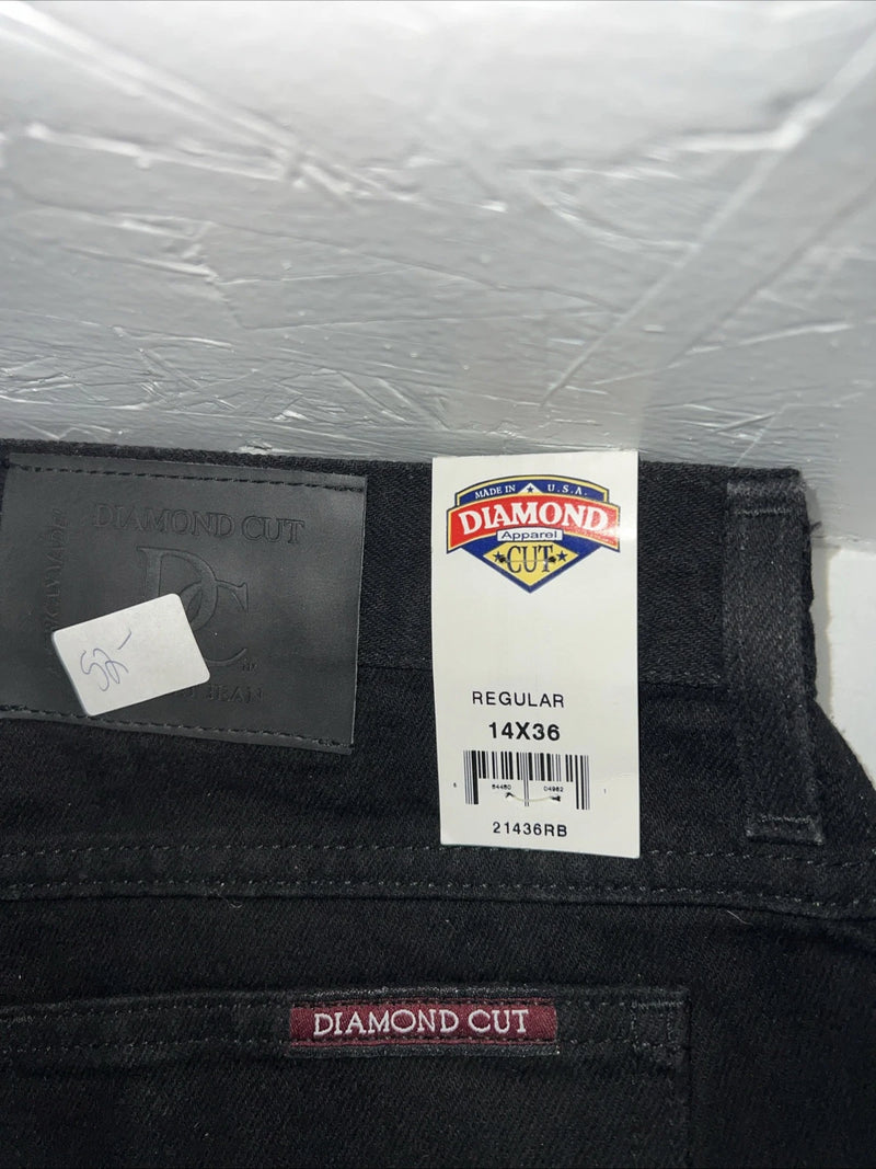 New Women’s Black Diamond Cut Regular Fit Gusset Denim Jeans. 14x36 L-1