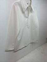 New Women’s H Bar C White Stripe Long Sleeev Half Zip Size Large TT-91