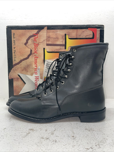 New Men’s Gray Lace Up Texas Brand Cowboy Boots. 8-97