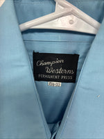 New Women’s Champion Western Blue Design Long Sleeve Pearl Snap 15.5 MM-24
