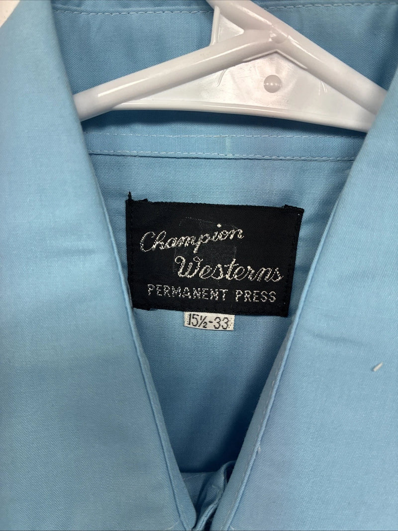 New Women’s Champion Western Blue Design Long Sleeve Pearl Snap 15.5 MM-24