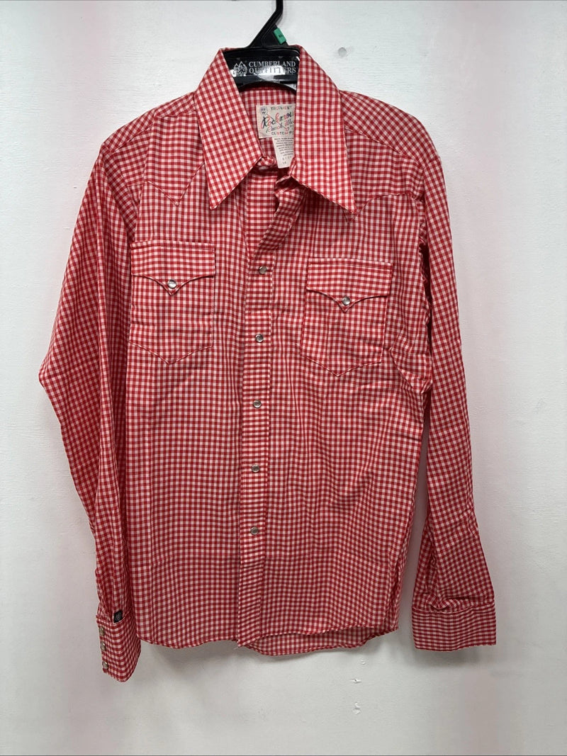 New Boys Rockmount Red Checker Long Sleeve Pearl Snap Size 16 DD-87